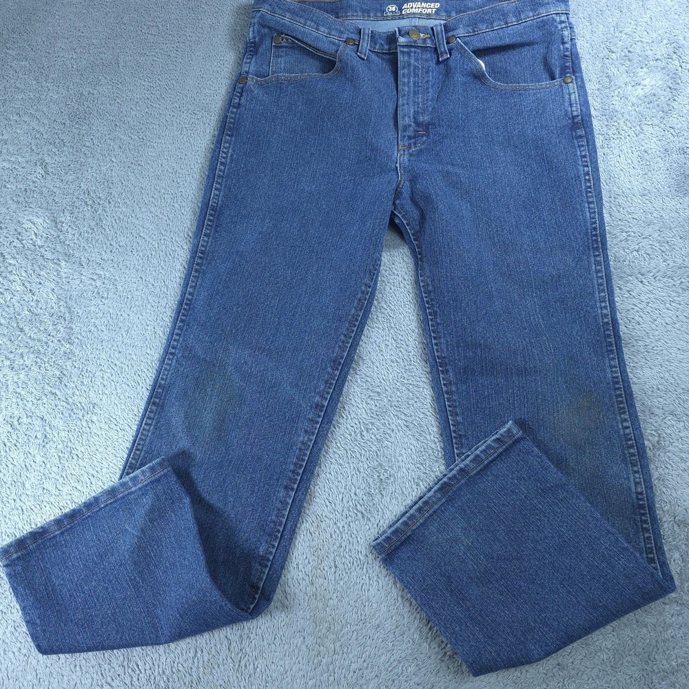 Wrangler Advanced Comfort Jeans Mens 34x29 Blue Medium Wash  Straight Tag 33x30